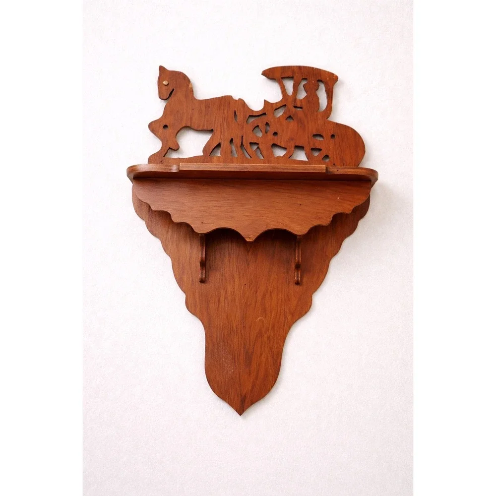 Vintage Wood Horse and Carriage Scrollwork Wall‎ Shelf Rustic Farmhouse Decor